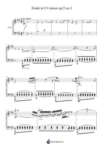 Etude in C# minor op.5 no.3 樂譜由 undefined - 編曲 Simpnence