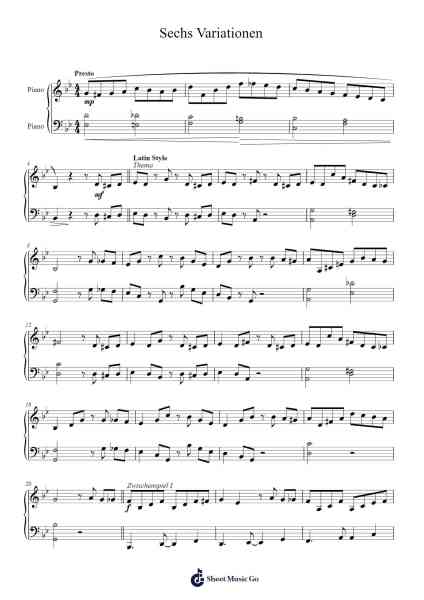 Sechs Variationen Sheet Music by Stephan N. Lang-Arr.Vabuck Clevevien
