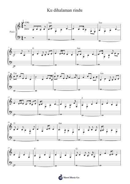 Ku dihalaman rindu Sheet Music by Lefthanded-Arr.Pebar Hawgie