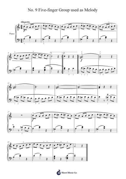 No. 9 Five-finger Group used as Melody Sheet Music by Cornelius Gurlitt-Arr.Joyphrey