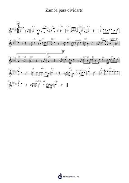 Zamba para olvidarte Sheet Music by Mercedes Sosa-Arr.Reygess