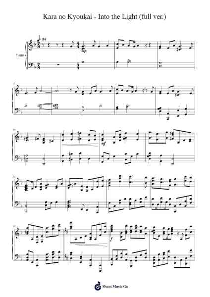 Kara no Kyoukai - Into the Light (full ver.) Sheet Music by Yuki Kajiura-Arr.Windict