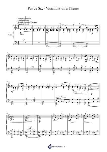 Pas de Six - Variations on a Theme Sheet Music by noahsych-Arr.Merpe