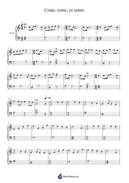 Come, Come, Ye Saints Sheet Music by Jesse T. White-Arr.Bysey Truwood