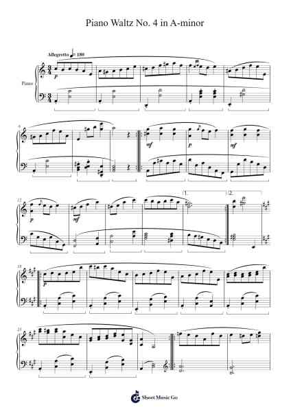 Waltz No. 4 in A Minor Sheet Music by Mattnat Bingtine-Arr.Trutor Hubno