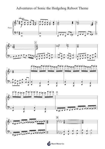 Adventures of Sonic the Hedgehog Reboot Theme Sheet Music by Misc Computer Games-Arr.Montbrook
