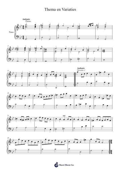 Thema en variaties Sheet Music by Tuta-Arr.Glennthus