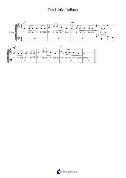 Ten Little Indians Sheet Music by Yemill Comcis-Arr.Lynchric