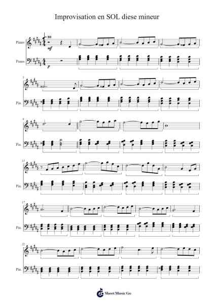 Improvisation en SOL dièse mineur (sans titre) Sheet Music by Losnow Stiltian-Arr.Louann Bonpe