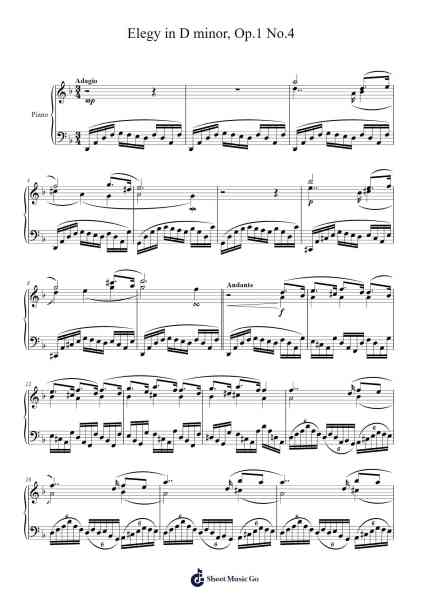 Elegy in D Minor, Op. 1, No. 4 Sheet Music by J. Santos-Arr.Dwightharte Phijoyce