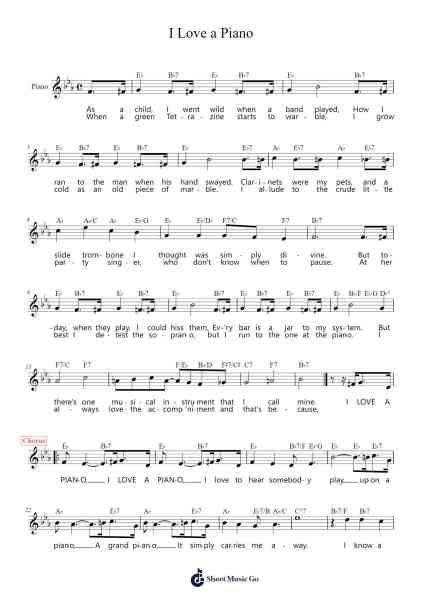 I Love a Piano Sheet Music by Irving Berlin-Arr.Egpert