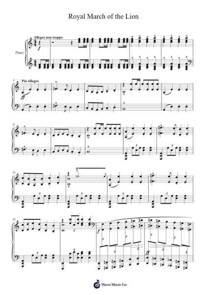 Carnival of the Animals: The Royal March of the Lion Sheet Music by Camille Saint-Saëns-Arr.Hewgy Fowearl