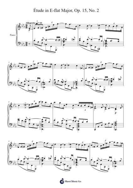 Étude in E-flat Major, Op. 15, No. 2 Sheet Music by Matthew Wong-Arr.Copclife Hudvan