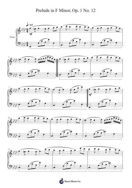 Prelude in F Minor, Op. 1 No. 12 Sheet Music by Jayps-Arr.Croftslon Maugnings