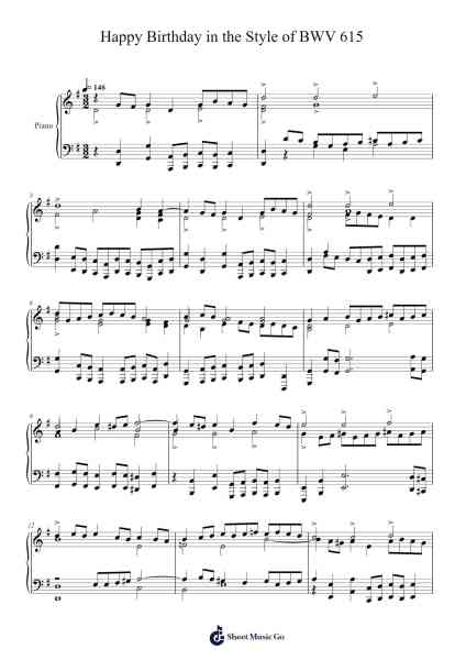 Happy Birthday in the Style of BWV 615 Sheet Music by SebHern02-Arr.Priestnee Diermens