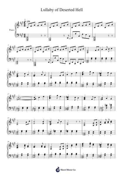 Lullaby of Deserted Hell Sheet Music by ZUN-Arr.Temvogt Roblome