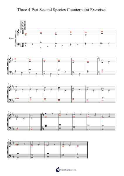 Three 4-Part Second Species Counterpoint Exercises Sheet Music by Eveken Dougloyd-Arr.Lamjane