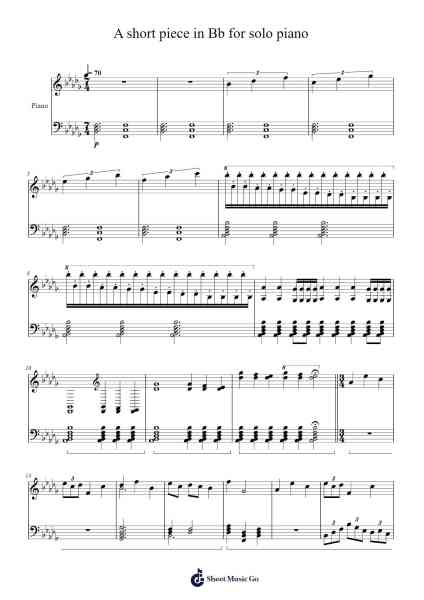 A short piece in Bb for solo piano Sheet Music by Dhruv Mullick-Arr.Morecius Wake