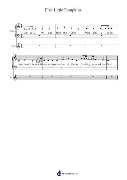 Five Little Pumpkins Sheet Music by Misc tunes-Arr.Caerwood Belch