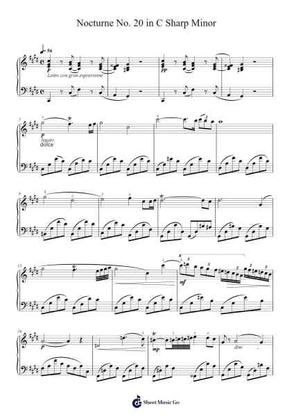 Nocturne No. 20 in C Sharp Minor, Op. posth. Sheet Music by Frédéric Chopin-Arr.Wyann Ianli
