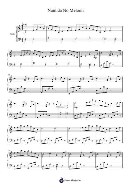Namida No Melodii Sheet Music by Shinkichi Mitsumune-Arr.Lenshaw