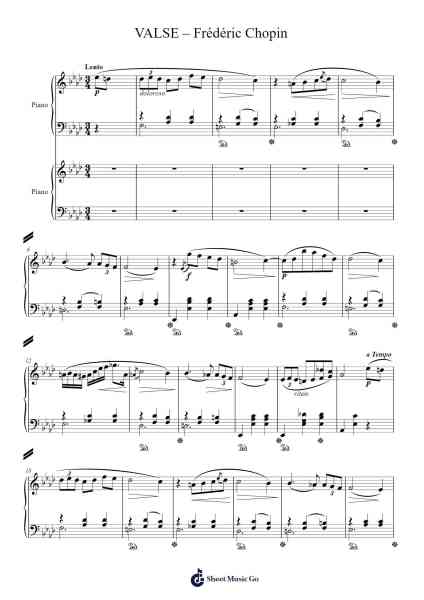 Valse by Frédéric Chopin Sheet Music by Frédéric Chopin-Arr.Virgreg