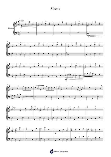 Sirens Sheet Music by Zenn Takatsuki-Arr.Golddon