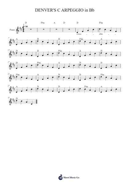 DENVER'S C ARPEGGIO in Bb Sheet Music by Moulfrey-Arr.Mewyatt