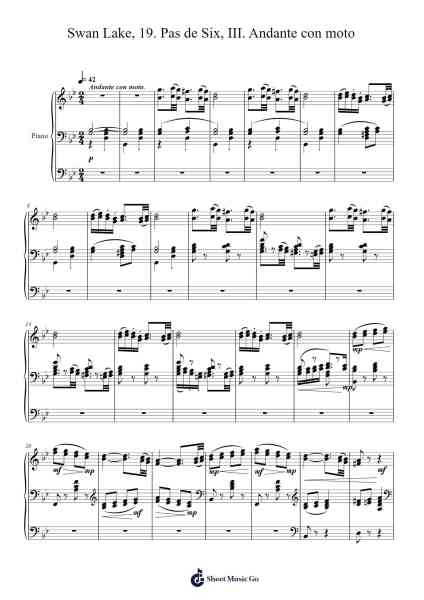 Swan Lake, 19. Pas de Six, III. Andante con moto 樂譜由 undefined - 編曲 Auwolf