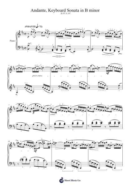 Keyboard Sonata in B Minor, K.197, L.147 Sheet Music by Domenico Scarlatti-Arr.Penlith