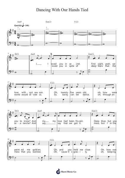 Dancing With Our Hands Tied Sheet Music by Taylor Swift-Arr.Backdn