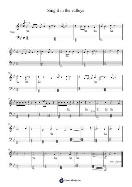 Sing It in the Valleys (Jesus, You Are by My Side) Musica per pianoforte di undefined - Arr.Dawnbian Sherqe