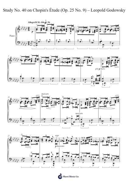 Studies on Chopin's Études No. 40 on Étude (Op. 25 No. 9) Sheet Music by Leopold Godowsky-Arr.Payyule