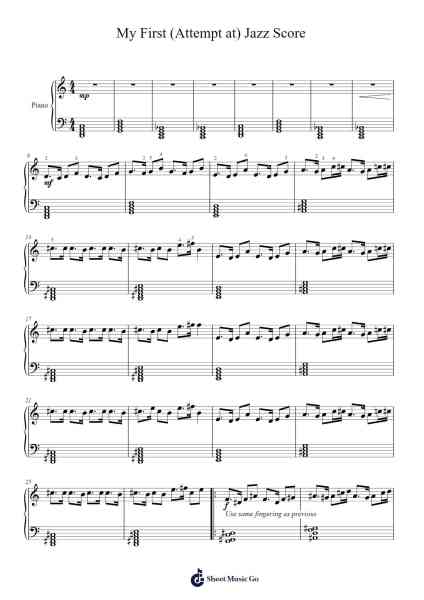 My First (Attempt at) Jazz Score Sheet Music by Hans the Explorer-Arr.Wolian