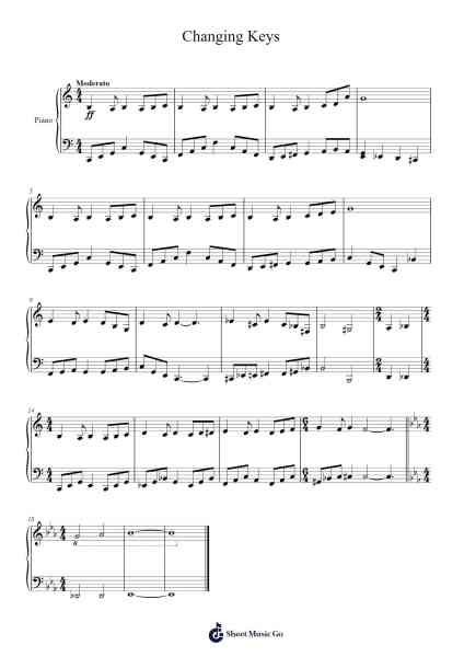 Changing Keys (Wheel of Fortune Theme) Sheet Music by Merv Griffin-Arr.Cashshop