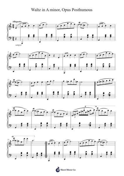 Waltz in A Minor, Opus Posthumous Sheet Music by Frédéric Chopin-Arr.Leeles Stoweser