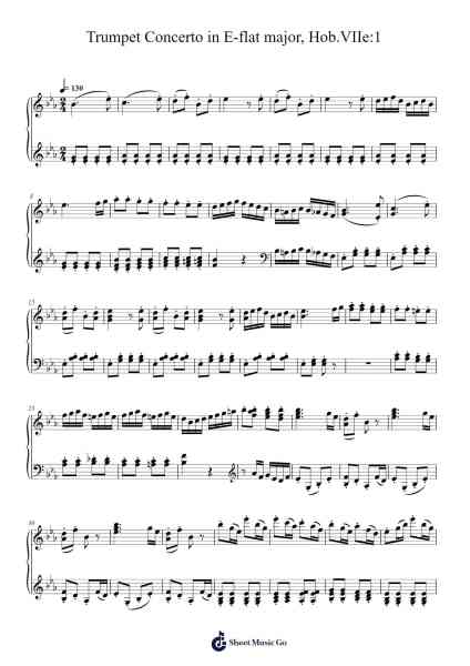 Trumpet Concerto in E-flat major, Hob.VIIe:1 Sheet Music by Joseph Haydn-Arr.Bartblack Jobky