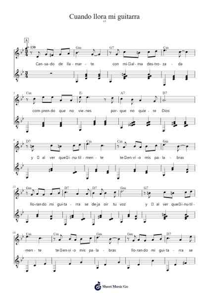 Cuando llora mi guitarra Sheet Music by Augusto Polo Campos-Arr.Corsay Parhys