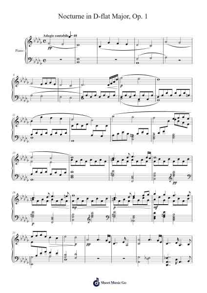 Nocturne in D-flat Major, Op. 1 乐谱由 Matthew Wong - 编曲 Juliet