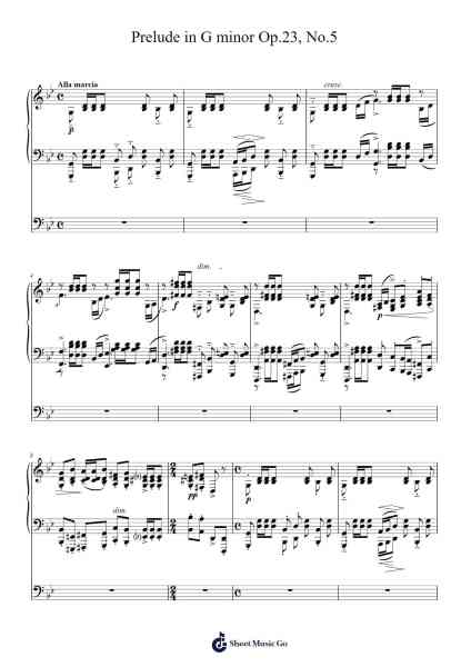 Prelude in G Minor, Op. 23, No. 5 Sheet Music by Sergei Rachmaninoff-Arr.Gusstuart Lethea