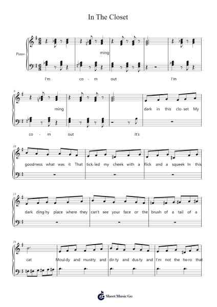 In The Closet Ноты для фортепиано от undefined-Arr.Lopeare