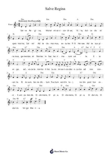 Salve Regina Sheet Music by Archdiocese of Palo-Arr.Fowcoln