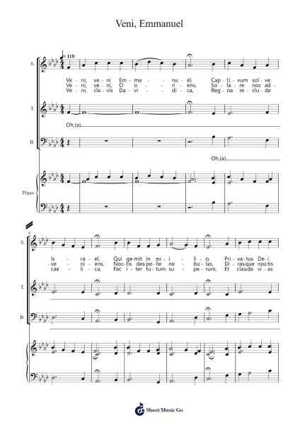 Veni, Emmanuel Sheet Music by Penal Melstone-Arr.Nonings Baclair