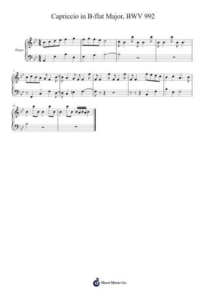 Capriccio in B-flat major, BWV 992 Sheet Music by Johann Sebastian Bach-Arr.Harjo