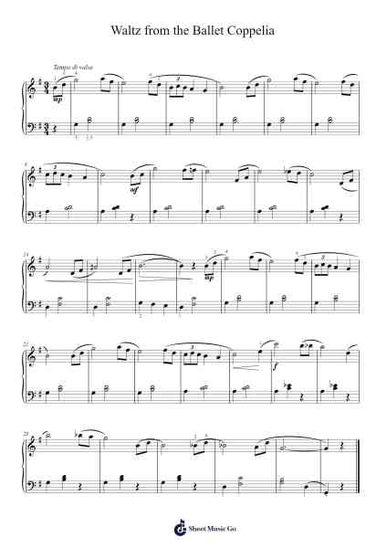 Waltz from the Ballet Coppelia Sheet Music by Leo Delibes-Arr.Wildbias