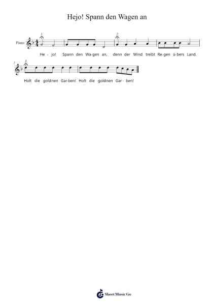 Hejo! Spann den Wagen an Sheet Music by jwg5buiz6a-Arr.Stilris Babty