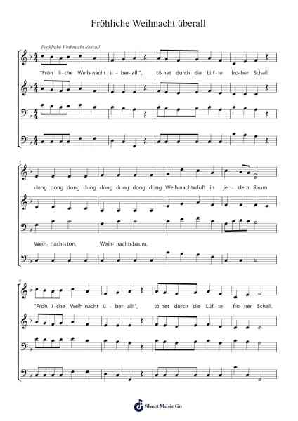 Fröhliche Weihnacht überall Sheet Music by -Arr.Lanme