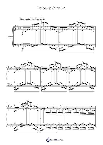 Etude in C Minor, Op. 25, No. 12 Sheet Music by Frédéric Chopin-Arr.Jeffsey