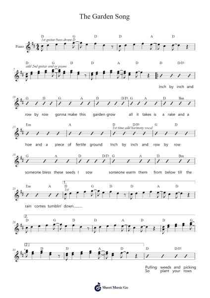 The Garden Song Sheet Music by David Mallett/Peter Paul and Mary-Arr.Croftswilde Ruthtodd