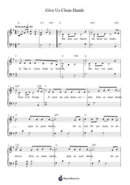 Give Us Clean Hands Sheet Music by Chris Tomlin-Arr.Dartricia Curcrofts